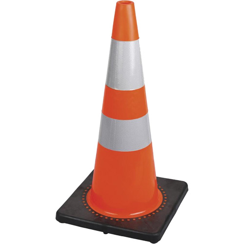 183 Premium Flexible Safety Cone, 28", Orange, 4" & 6" Reflective Collar(s) Helyx Safety & Industrial Supplies