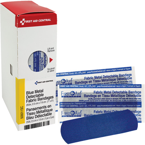 Fabric Blue Detectable Bandages, Rectangular/Square, 1", Fabric Metal Detectable, Sterile Helyx Safety & Industrial Supplies
