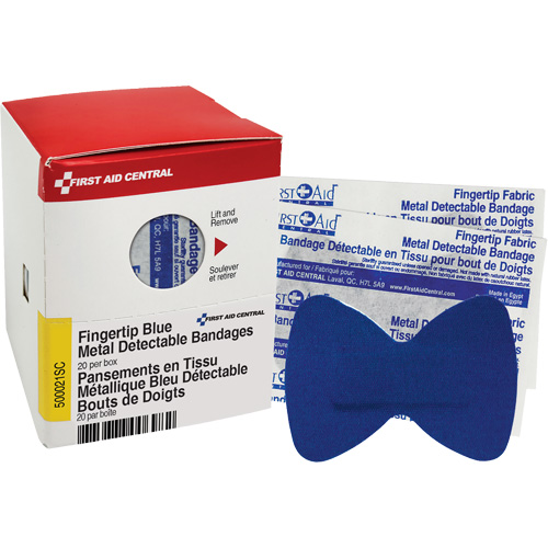Pansements bleus d&eacute;tectables par d&eacute;tecteurs de m&eacute;taux pour bout de doigt, Bout de doigt, Tissu d&eacute;tectable, St&eacute;rile Helyx Safety & Industrial Supplies