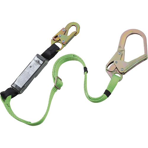 SA-5402-6A Shock Absorbing Lanyard, 6', Rebar Hook Center, Snap Hook Leg Ends, Polyester Helyx Safety & Industrial Supplies
