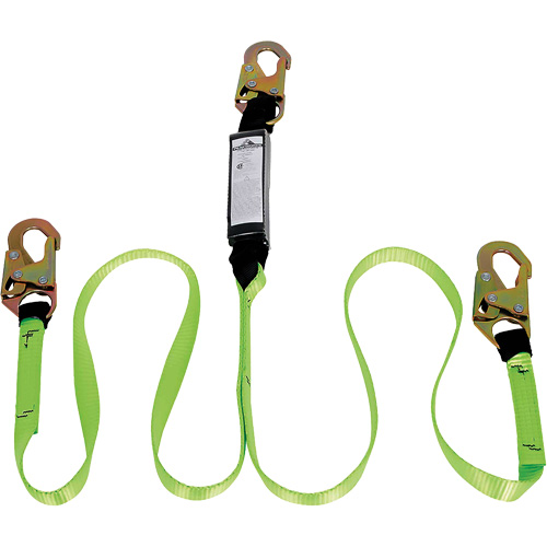 SA-54000-4 Shock Absorbing Lanyard, 4', Snap Hook Center, Snap Hook Leg Ends, Polyester Helyx Safety & Industrial Supplies