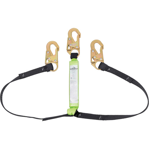 SA-64000-6 Shock Absorbing Lanyard, 6', Snap Hook Center, Snap Hook Leg Ends, Polyester Helyx Safety & Industrial Supplies