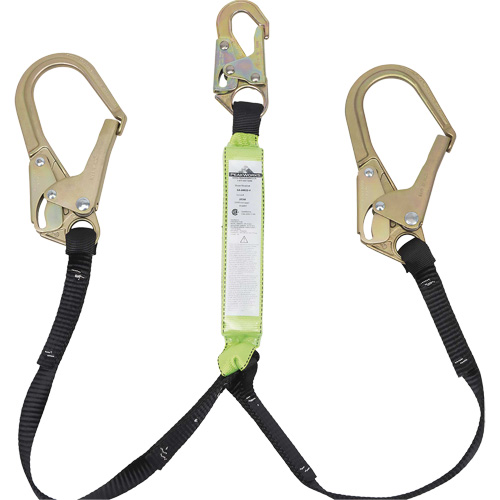SA-64022-4 Shock Absorbing Lanyard, 4', Rebar Hook Center, Snap Hook Leg Ends, Polyester Helyx Safety & Industrial Supplies