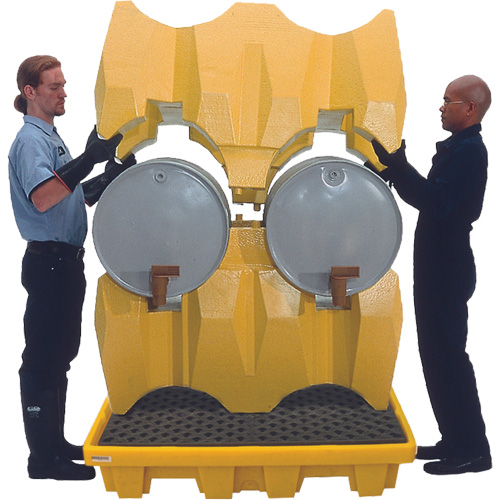 Syst&egrave;me de confinement Ultra-Drum avec drain pour 4 barils, 53" lo x 53" la x 77,8" ha, 3000 gal. US Capacit&eacute; Helyx Safety & Industrial Supplies