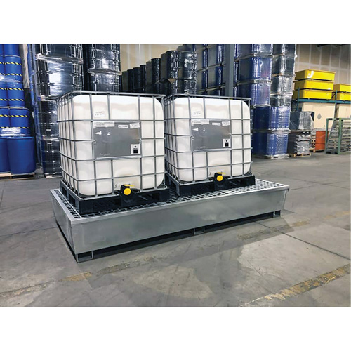 Ultra-Twin IBC Spill Pallet en acier, Capacit&eacute; de d&eacute;versement 370 gal. US, 103,8" x 26,8" x 51,1" Helyx Safety & Industrial Supplies