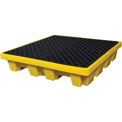 Ultra-Spill Pallet emboitable, 4 barils, Capacit&eacute; de d&eacute;versement 66 gal. US, 51" x 51" x 10" Helyx Safety & Industrial Supplies