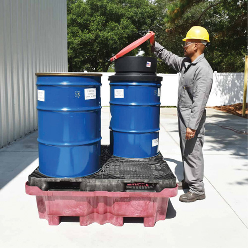 4-Drum Ultra-Spill King&reg; Flat Deck Spill Pallet, 85 US gal. Spill Capacity, 51" x 51" x 17.5" Helyx Safety & Industrial Supplies