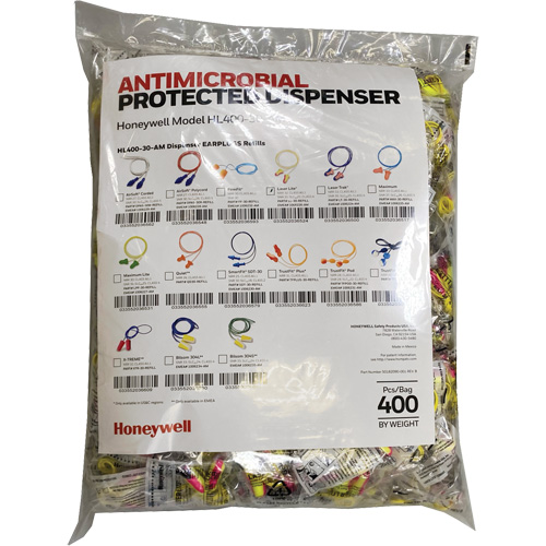 LL-30 Earplugs Refill for HL400 Dispenser, Bulk - Polybag, Corded Helyx Safety & Industrial Supplies