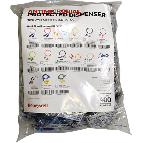 Recharge de bouchons doreille SDT-30 pour le distributeur HL400, Vrac - Sac en poly, Avec cordon Helyx Safety & Industrial Supplies