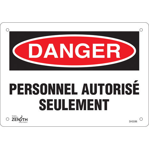 Enseigne  Personnel autoris&eacute; seulement , 7" x 10", Plastique, Français Helyx Safety & Industrial Supplies