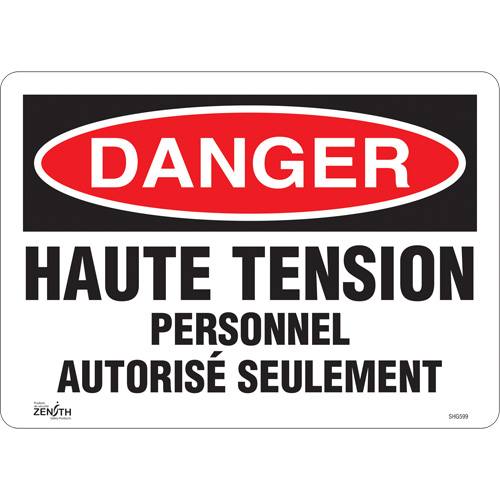 "Haute tension" Sign, 10" x 14", Vinyl, French Helyx Safety & Industrial Supplies
