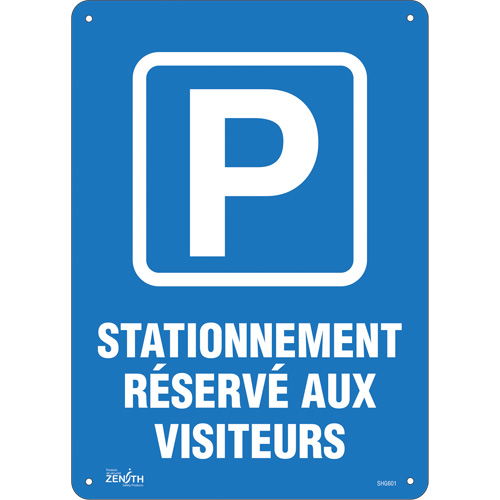 Enseigne  Stationnement r&eacute;serv&eacute; aux visiteurs , 10" x 14", Plastique, Français avec pictogramme Helyx Safety & Industrial Supplies