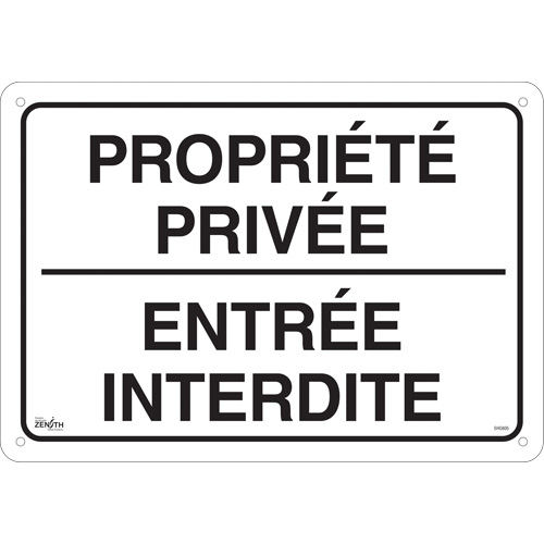 Enseigne  Propri&eacute;t&eacute; priv&eacute;e , 14" x 20", Aluminium, Français Helyx Safety & Industrial Supplies