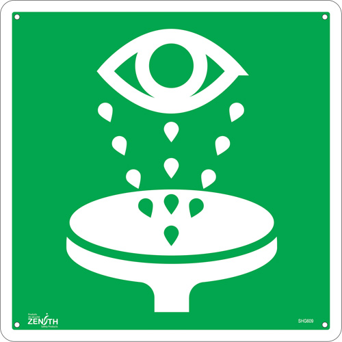 Enseigne de s&eacute;curit&eacute; conforme &agrave; la CSA - Eye Wash, 12" x 12", Aluminium, Pictogramme Helyx Safety & Industrial Supplies