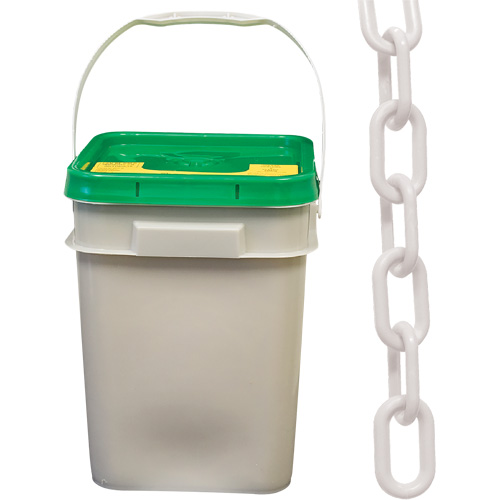 Chaîne de s&eacute;curit&eacute; en plastique robuste, Blanc, Maillon de 2", 120' de long Helyx Safety & Industrial Supplies