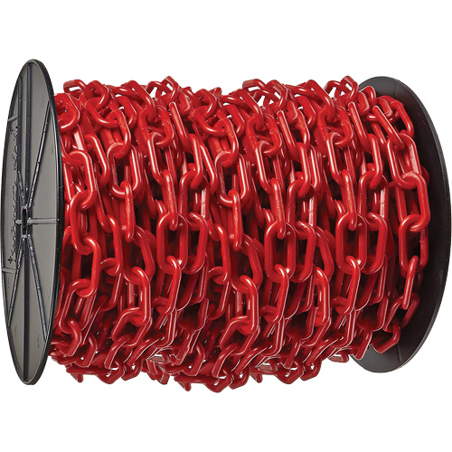 Chaîne de s&eacute;curit&eacute; en plastique robuste, Rouge, Maillon de 2", 100' de long Helyx Safety & Industrial Supplies