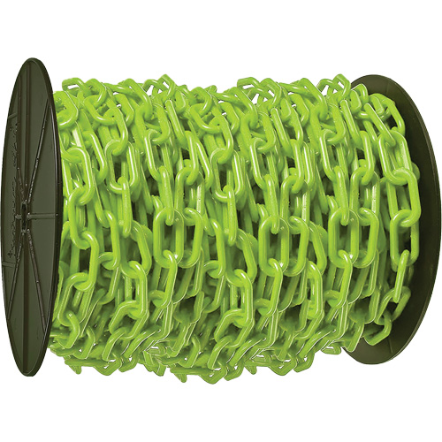 Chaîne de s&eacute;curit&eacute; en plastique robuste, Vert, Maillon de 2", 100' de long Helyx Safety & Industrial Supplies