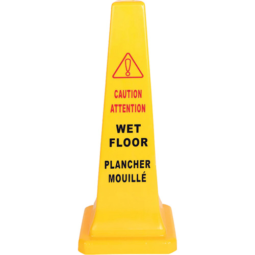 C&ocirc;ne d'avertissement de plancher mouill&eacute;, Bilingue avec pictogramme Helyx Safety & Industrial Supplies