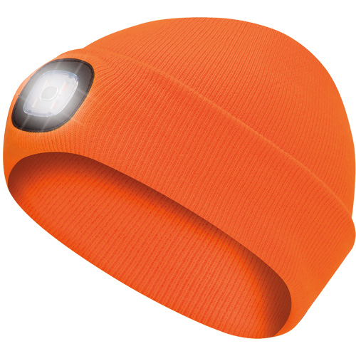 5675 Knit Toque with LED Headlight, Fleece Lining, One Size, High Visibility Orange Helyx Safety & Industrial Supplies