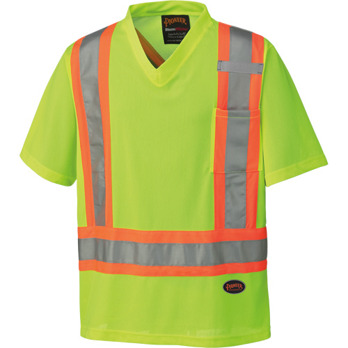 6989 Chandail pour la circulation en micromaille, T-petit, Jaune lime haute visibilit&eacute; Helyx Safety & Industrial Supplies