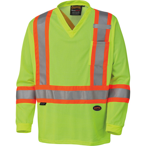 6985 Chandail de s&eacute;curit&eacute; &agrave; manches longues pour circulation en micromaille, Petit, Jaune lime haute visibilit&eacute; Helyx Safety & Industrial Supplies