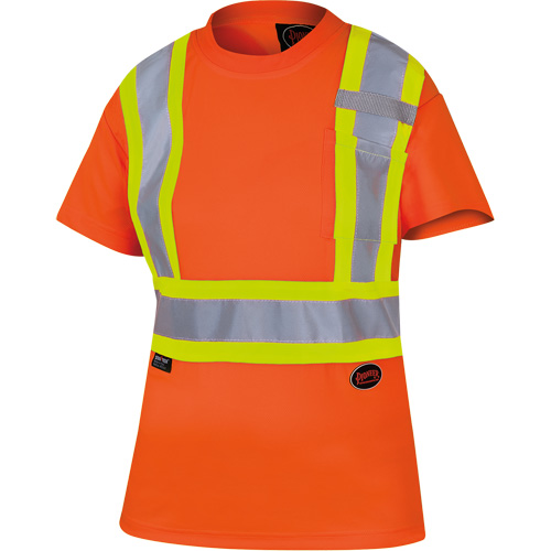 6948 Women's Bird's-Eye Safety T-Shirt, Polyester, X-Small, High Visibility Orange Helyx Safety & Industrial Supplies