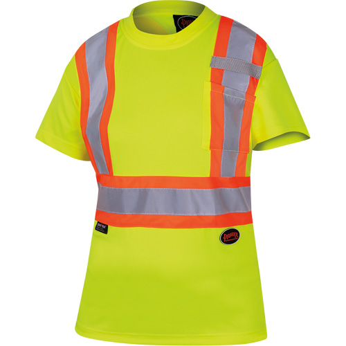 6949 Women's Bird's-Eye Safety T-Shirt, Polyester, X-Small, High Visibility Lime-Yellow Helyx Safety & Industrial Supplies