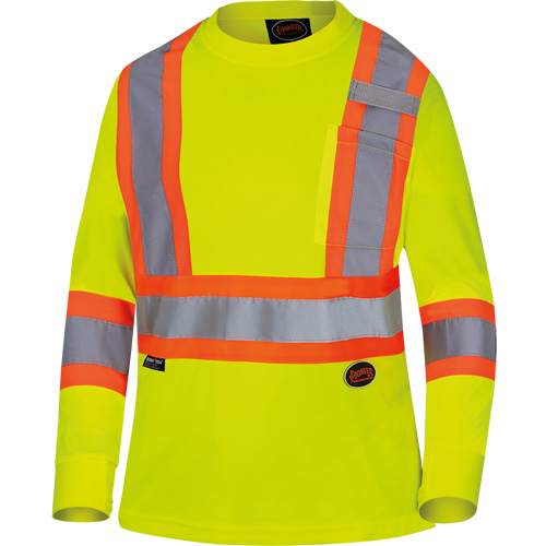 6969 Women's Bird's-Eye Long-Sleeved Safety Shirt, Polyester, X-Small, High Visibility Lime-Yellow Helyx Safety & Industrial Supplies