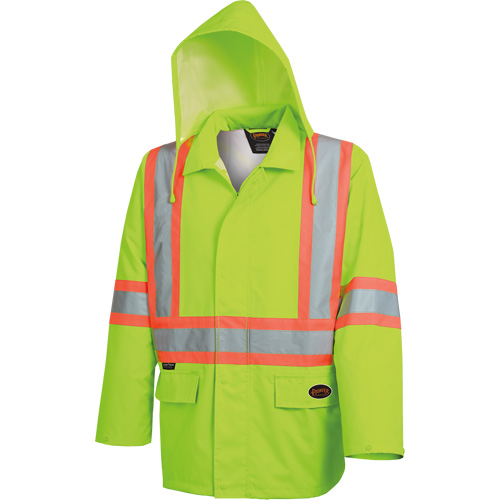 5628 Manteau de s&eacute;curit&eacute; imperm&eacute;able The Rock, Polyester/Polyur&eacute;thane, Jaune lime haute visibilit&eacute;, Petit Helyx Safety & Industrial Supplies