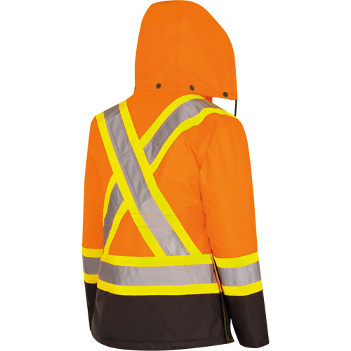 5020BBW Women's  7-in-1 Waterproof Jacket with Hood, Polyester/Polyurethane, High Visibility Orange, X-Small Helyx Safety & Industrial Supplies