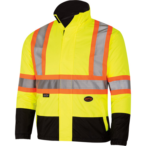 5771 Waterproof Reversible Safety Jacket, Polyester/Polyurethane, High Visibility Lime-Yellow, Small Helyx Safety & Industrial Supplies