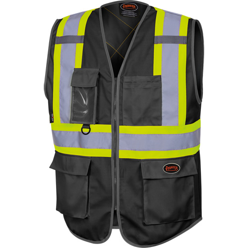 6959BK Tricot High-Visibility Safety Vest with Zipper Closure, Black, X-Small, Polyester Helyx Safety & Industrial Supplies