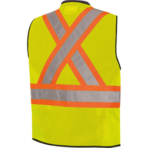 6895 High-Visibility Zip Front Bi-Colour Safety Vest, Black/High Visibility Lime-Yellow, 2X-Large/3X-Large, Polyester Helyx Safety & Industrial Supplies