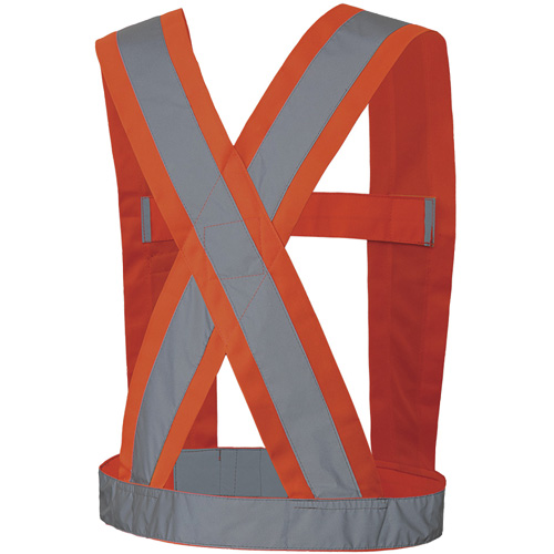 5491 High-Visibility 4" Wide Adjustable Safety Sash, Meets/Exceeds CSA Z96 Class 2 - Level 2, High Visibility Orange, Silver Reflective Colour, One Size Helyx Safety & Industrial Supplies