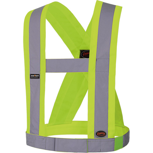 5493 High-Visibility 4" Wide Adjustable Safety Sash, Meets/Exceeds CSA Z96 Class 2 - Level 2, High Visibility Lime-Yellow, Silver Reflective Colour, One Size Helyx Safety & Industrial Supplies