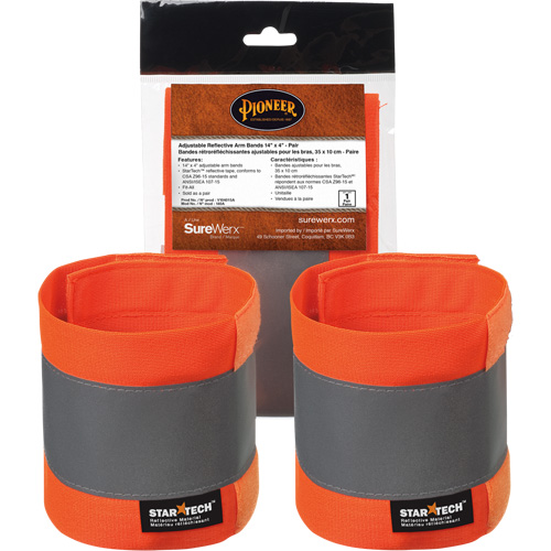 140A Brassard r&eacute;fl&eacute;chissant ajustable orange haute visibilit&eacute; de 14" X 4" Helyx Safety & Industrial Supplies