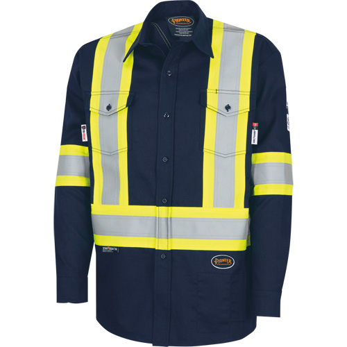 7742SF FR-TECH&reg; High-Visibility 88/12 Arc-Rated Safety Shirt, Small, Navy Blue Helyx Safety & Industrial Supplies