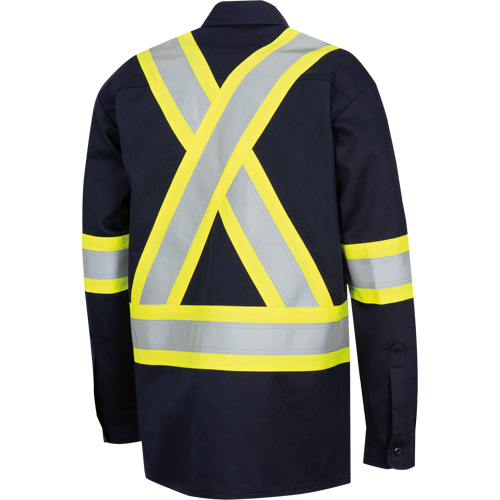 7742SF FR-TECH&reg; High-Visibility 88/12 Arc-Rated Safety Shirt, Small, Navy Blue Helyx Safety & Industrial Supplies