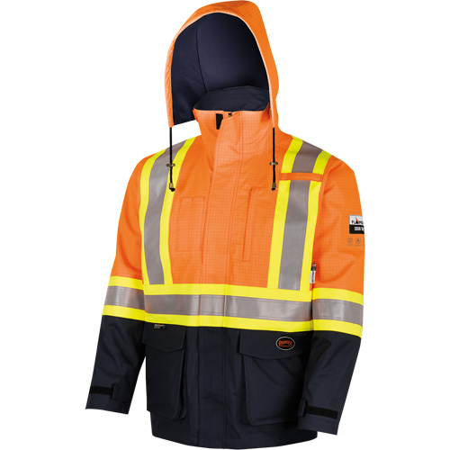 4484 Defender&reg; FR/Arc/Antistatic Trilaminate Safety Jacket, Small, Black/High Visibility Orange, 11 cal/cm² Helyx Safety & Industrial Supplies