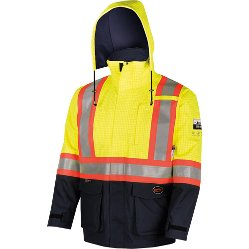 4485 Defender&reg; FR/Arc/Antistatic Trilaminate Safety Jacket, Small, Black/High Visibility Yellow, 11 cal/cm² Helyx Safety & Industrial Supplies