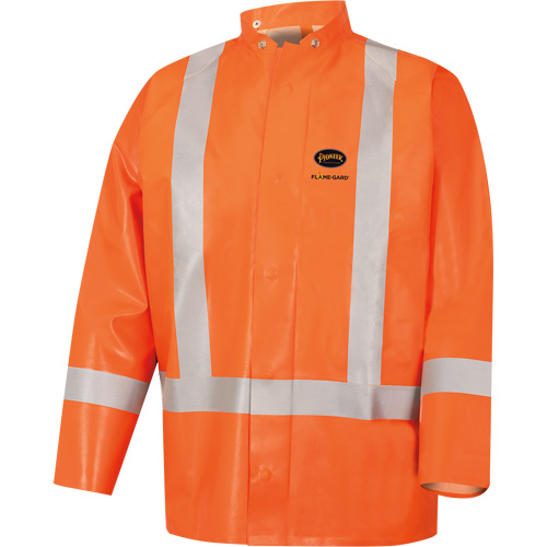5990J Super Heavy-Duty FR/Arc Resistant Safety Rain Jacket, Small, High Visibility Orange, 11 cal/cm² Helyx Safety & Industrial Supplies