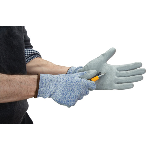 Eco-Friendly Stretch Cut-Resistant Gloves, Size 10, 13 Gauge, Polyurethane Coated, HPPE/RPET Shell, ASTM ANSI Level A2 Helyx Safety & Industrial Supplies
