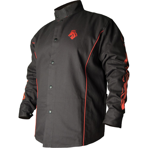 BSX&reg; Contoured FR Welding Jacket, Cotton, X-Large, Black Helyx Safety & Industrial Supplies
