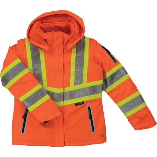Manteau de s&eacute;curit&eacute; isolant et extensible pour femmes, Polyester, Orange haute visibilit&eacute;, Moyen Helyx Safety & Industrial Supplies