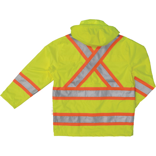 Manteau de s&eacute;curit&eacute; imperm&eacute;able en tissu ind&eacute;chirable Ripstop, Polyester, T-petit, Jaune lime haute visibilit&eacute; Helyx Safety & Industrial Supplies