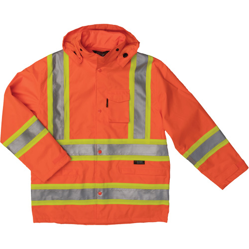 Manteau de s&eacute;curit&eacute; imperm&eacute;able en tissu ind&eacute;chirable Ripstop, Polyester, Petit, Orange haute visibilit&eacute; Helyx Safety & Industrial Supplies