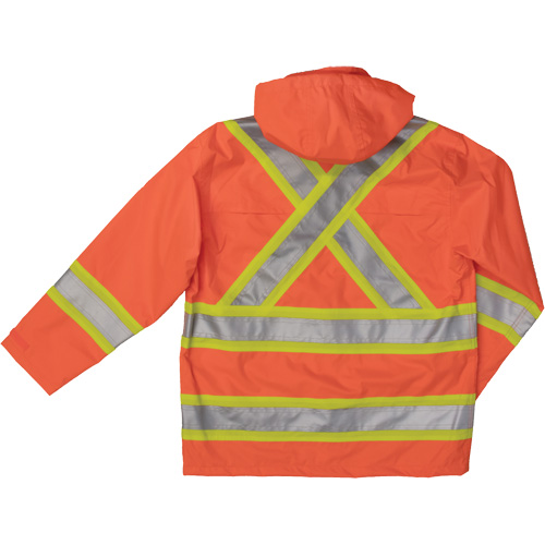 Manteau de s&eacute;curit&eacute; imperm&eacute;able en tissu ind&eacute;chirable Ripstop, Polyester, Petit, Orange haute visibilit&eacute; Helyx Safety & Industrial Supplies