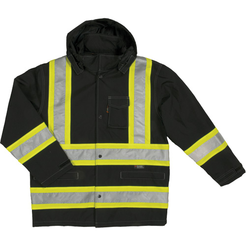 Manteau de s&eacute;curit&eacute; imperm&eacute;able en tissu ind&eacute;chirable Ripstop, Polyester, Grand, Noir Helyx Safety & Industrial Supplies