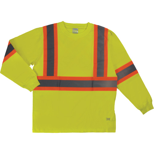 T-shirt de s&eacute;curit&eacute; &agrave; manches longues, Coton, T-petit, Jaune lime haute visibilit&eacute; Helyx Safety & Industrial Supplies