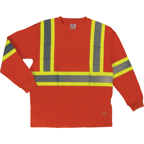 Long Sleeve Safety T-Shirt, Cotton, X-Small, High Visibility Orange Helyx Safety & Industrial Supplies